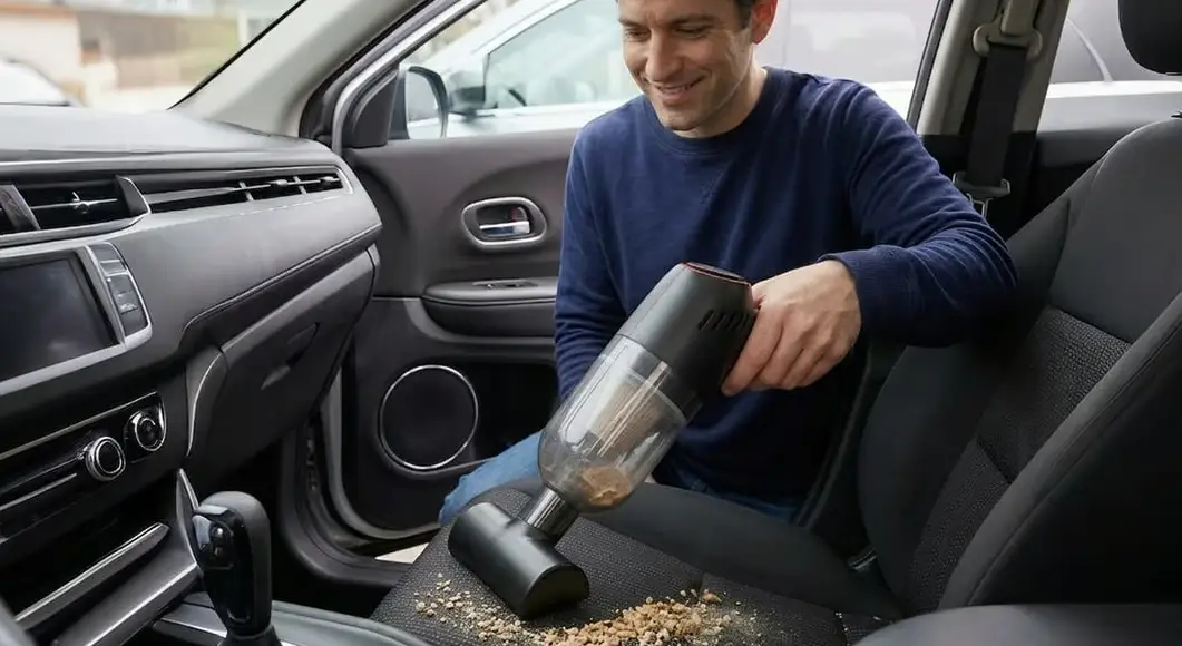AeroSweep Mini beside car seat